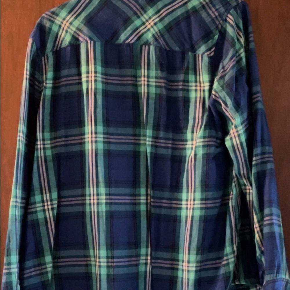 Women’s Blue Plaid Shirt - Picture 2 of 3